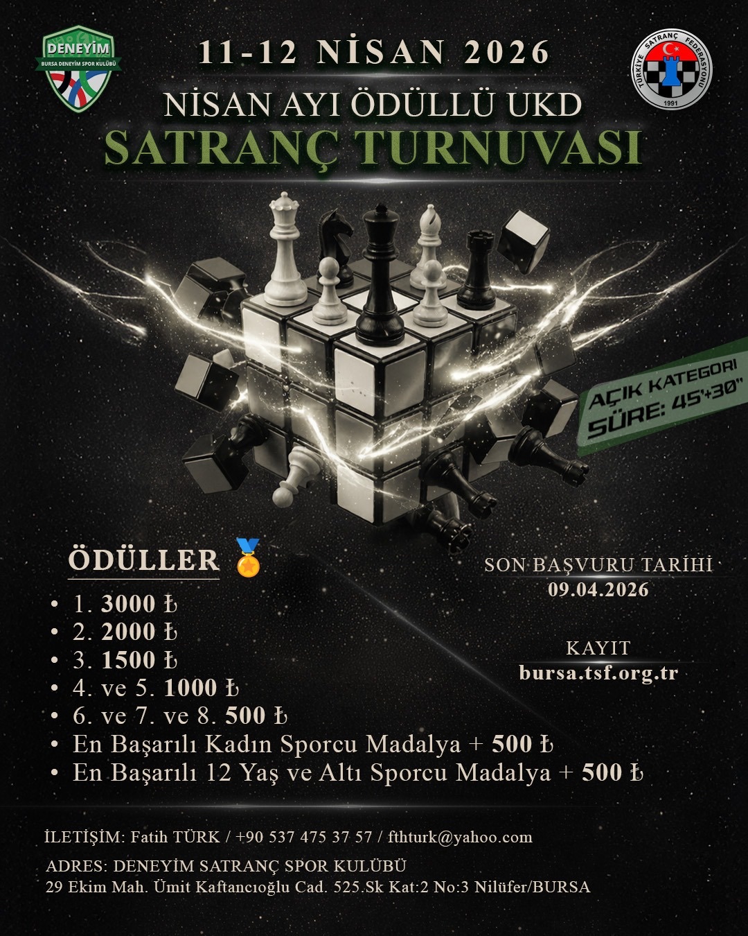 Deneyim Satranç Nisan Ayı Ödüllü UKD Satranç Turnuvası