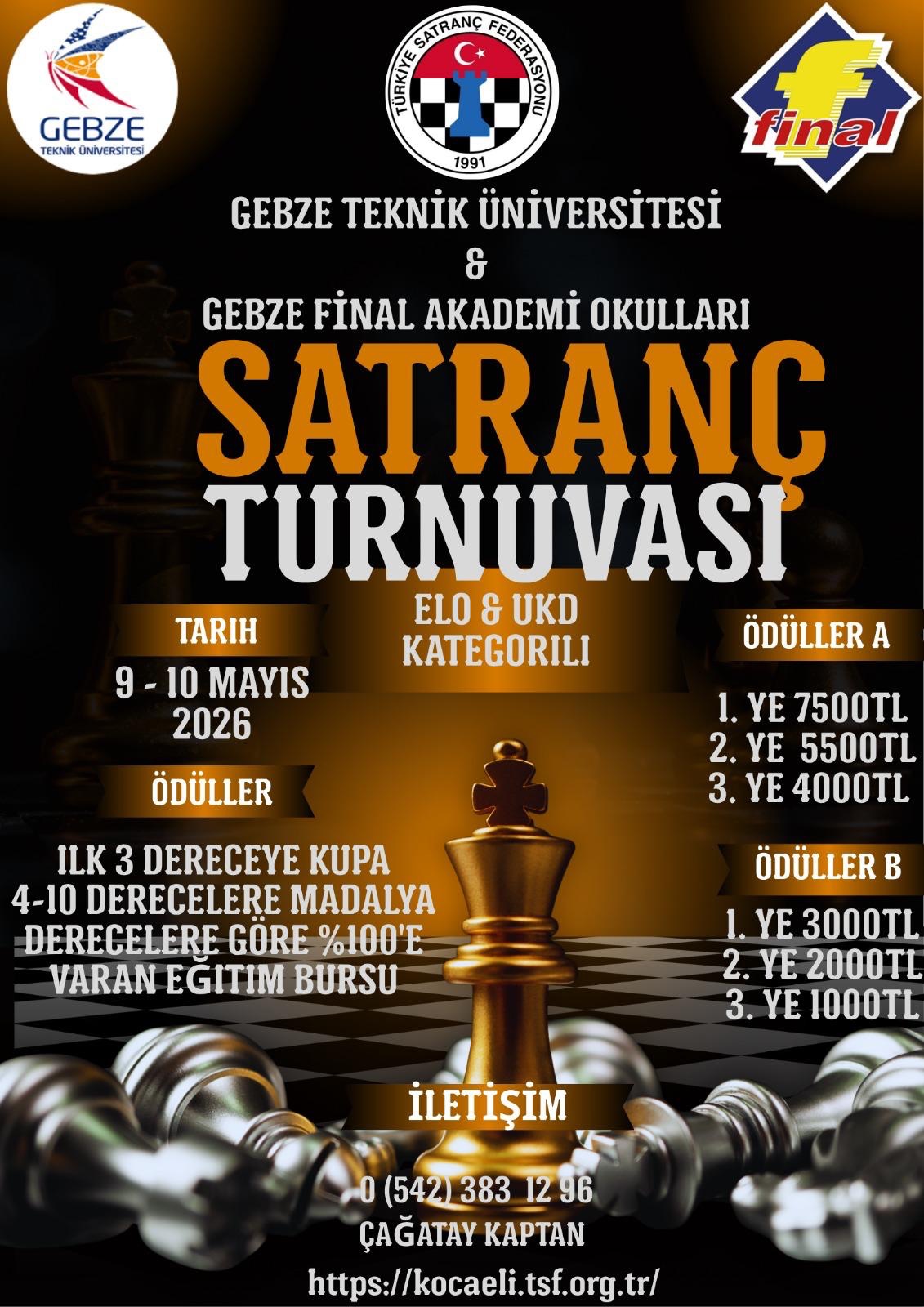 Gebze Teknik Üniversitesi & Gebze Final Akademi Okulları Gençlik Satranç ELO Satranç Turnuvası